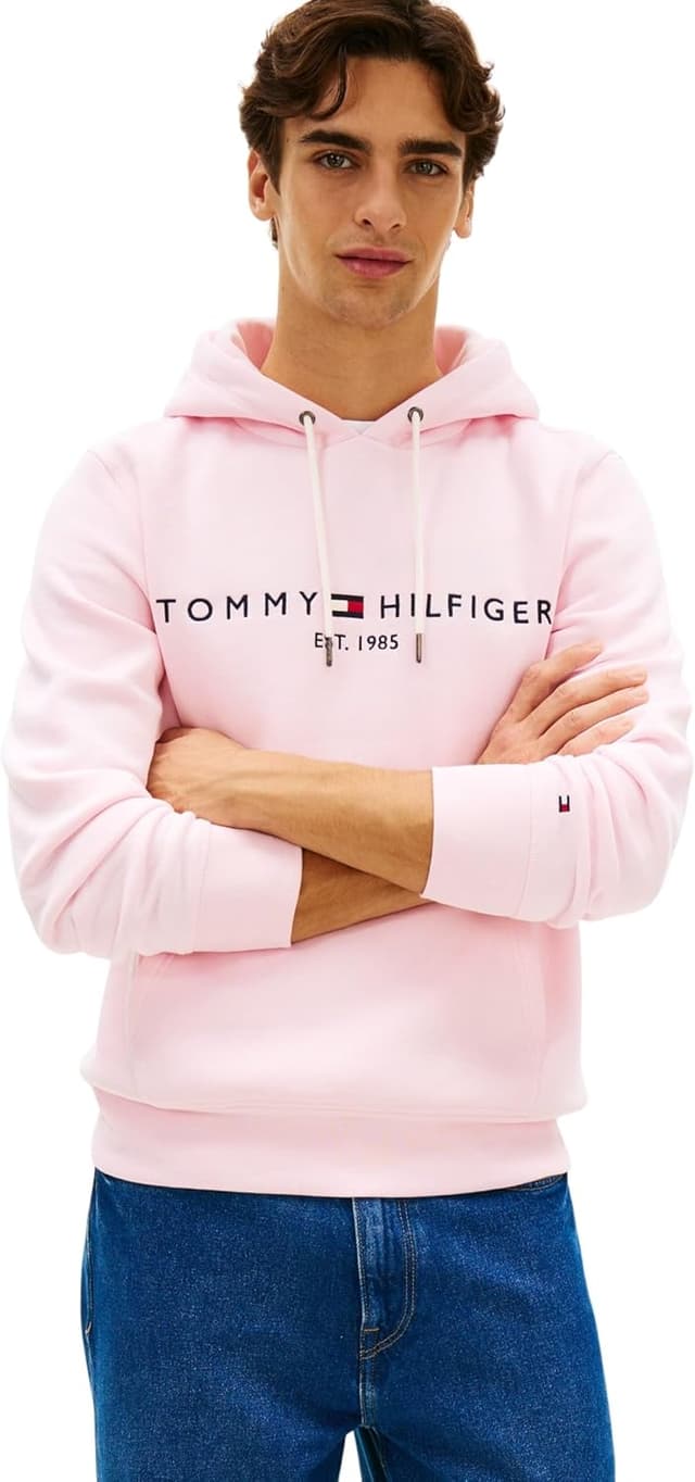 Detalle de Tommy Hilfiger Herren-Hoodie mit Kapuze „Tommy Logo“