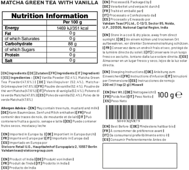 Thumbnail 8 de VAHDAM Matcha Vainilla Té Verde 100g 🍵