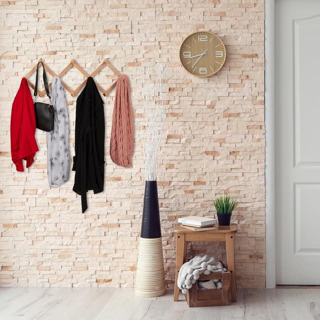 Detalle de Relaxdays Attaccapanni da parete allungabile con 10 ganci in legno naturale