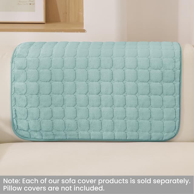 Detalle 2 de Ystyle Copridivano in pile morbido con base antiscivolo, telo lavabile per divani 1/2/3/4 posti e chaise longue (turchese, 90x90 cm)