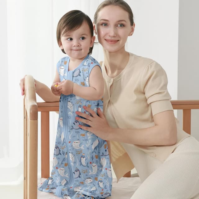 Detalle de Mosebears Sacco nanna estivo 0,5 tog in 100% cotone traspirante (Blu, M 6-12 mesi)