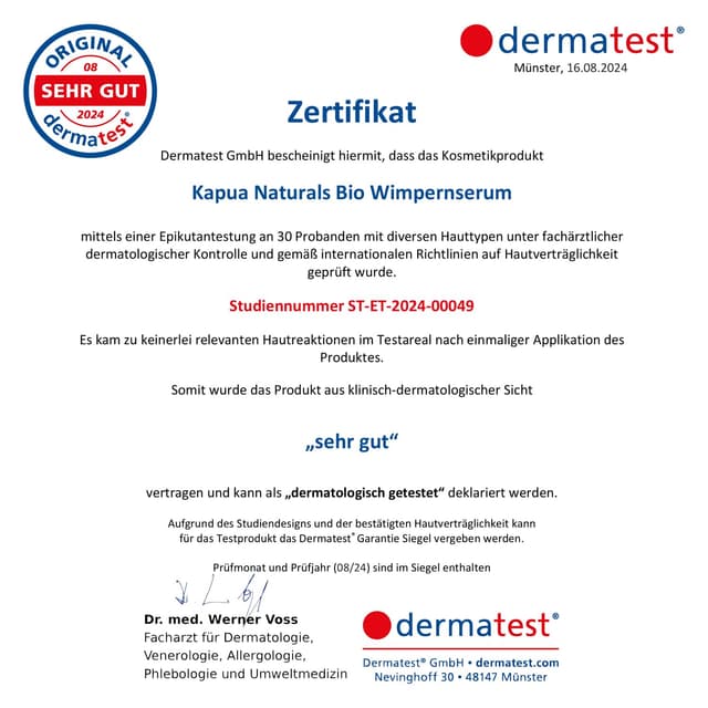 Detalle de BIO Wimpernserum „Wimpernserum Wachstum“ – hormonfreier Multi-Peptid-Komplex mit Koffein & Hyaluronsäure (7,5 ml)