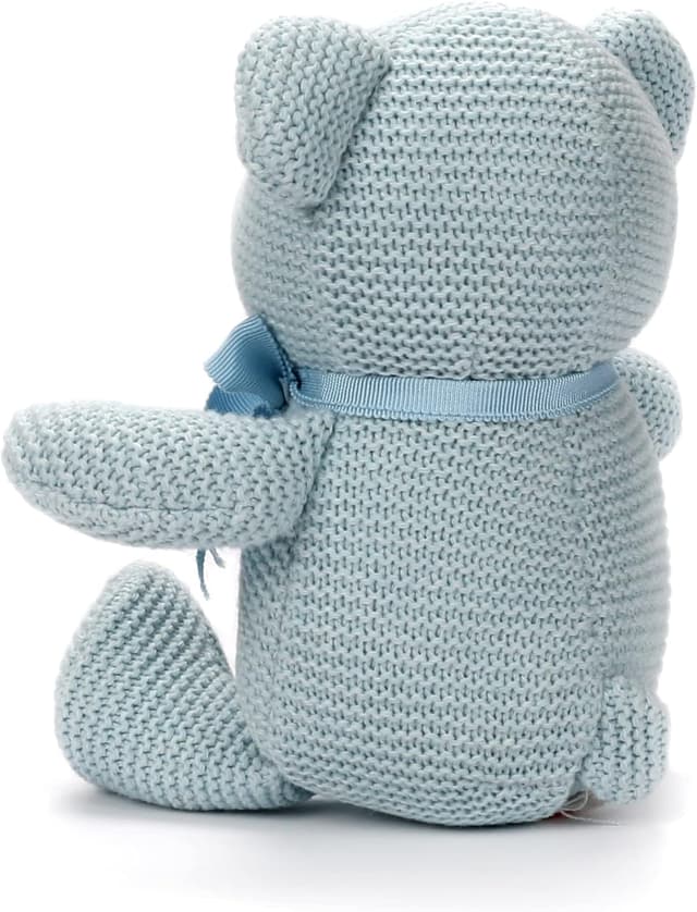 Detalle de FLUFFYFUN 100% Organic Cotton Blue Teddy Bear (6.5") for Newborns