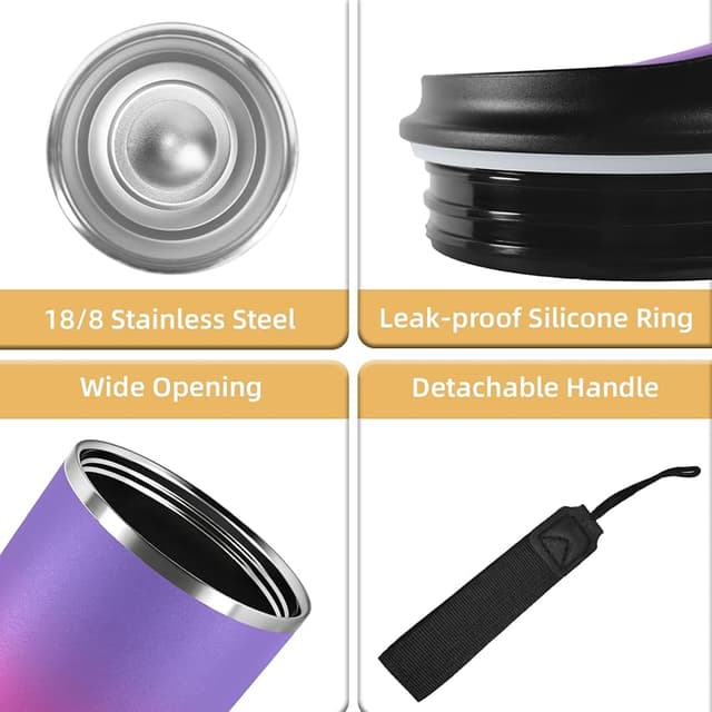 Thumbnail 2 de Vaso Térmico 20 oz — Acero 18/8, 8H frío/6H calor 🧋