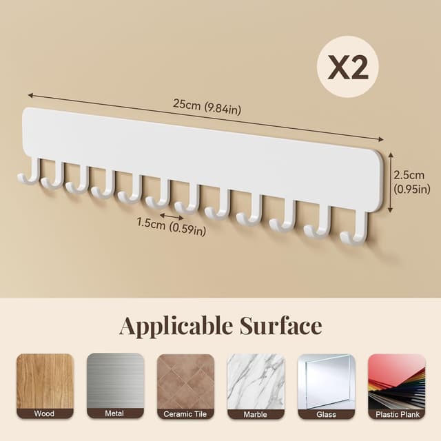 Detalle 2 de Josmimic Organizzatore gioielli parete 2 pz bianco