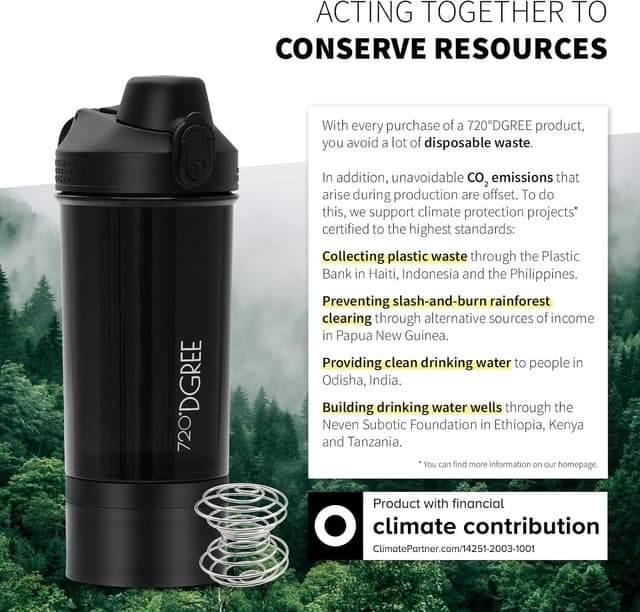 Detalle 2 de 720°DGREE uberShaker Shaker Protéiné 550 ml avec compartiment à poudre – étanche, Tritan sans BPA