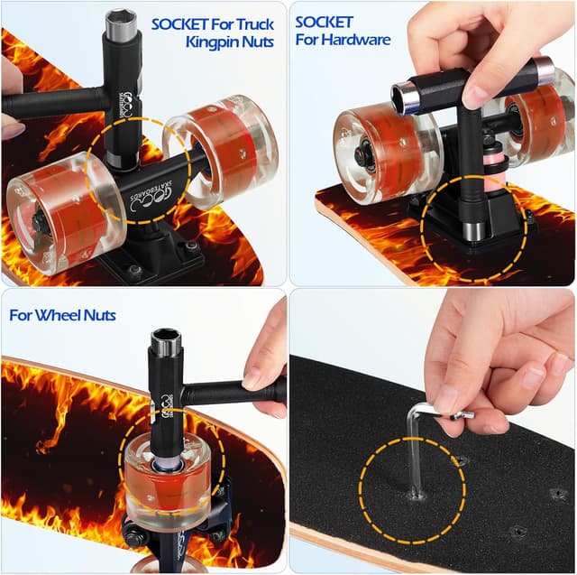 Detalle 2 de GIEEU Komplett-Skateboard mit blinkenden Rädern, 9-Lagen Ahorn-Deck (78,7 x 20,3 cm) – für Anfänger bis Geübte