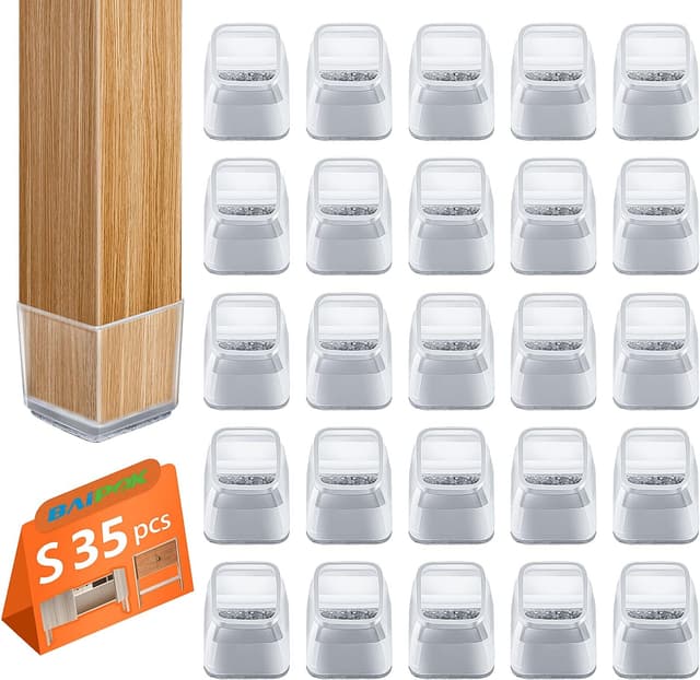 Detalle de BAIPOK 35 feltrini quadrati per sedie: gommini in silicone con feltro e protezione antigraffio