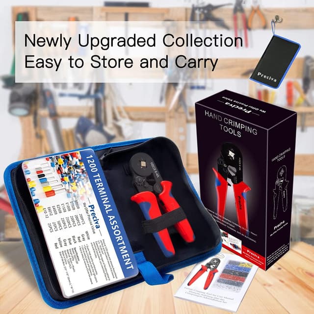 Detalle de Preciva pince à sertir 0,25-10 mm² avec cliquet et 1200 cosses électriques
