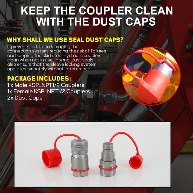 Thumbnail 4 de Elifecenter 1/2" NPT hydraulic coupler for skid steer 🛠