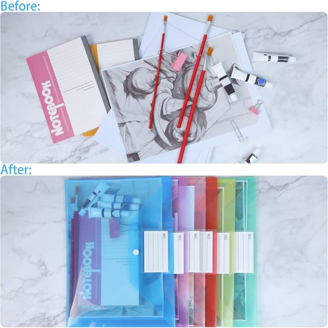 Thumbnail 6 de 36-Pack A4 Plastic Wallets with Popper Buttons and Label Pocket (Assorted Colours)