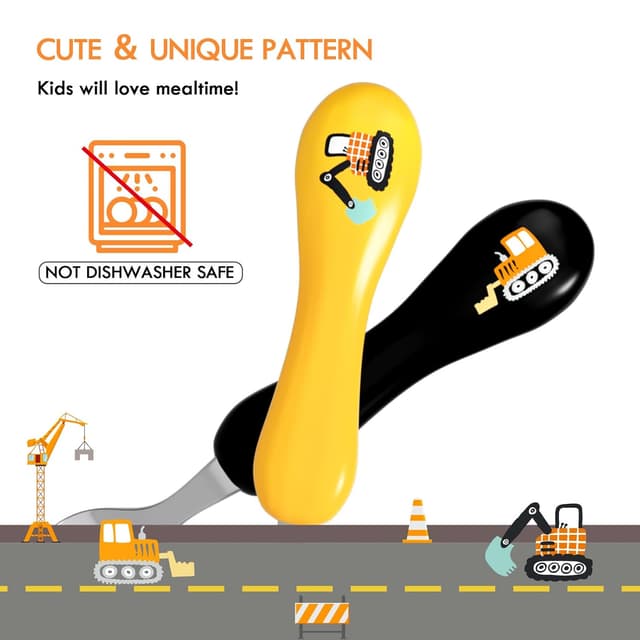 Detalle 1 de Lehoo Castle KinderBesteck 6-teilig (Edelstahl 18/8 + Kunststoff) für Babys ab 1 Jahr