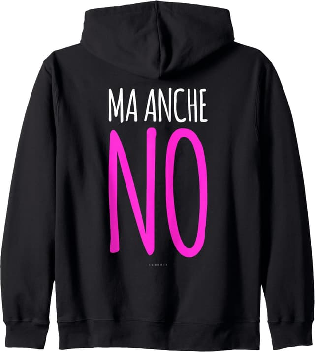 Detalle de Felpa donna con zip e cappuccio LUMOMIX “Ma anche no”