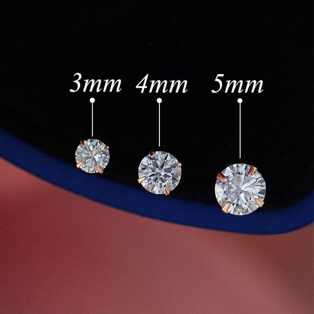 Detalle de Loutade silver stud earrings set for women: 3 pairs of 925 sterling silver heart studs (3/4/5mm) with cubic zirconia