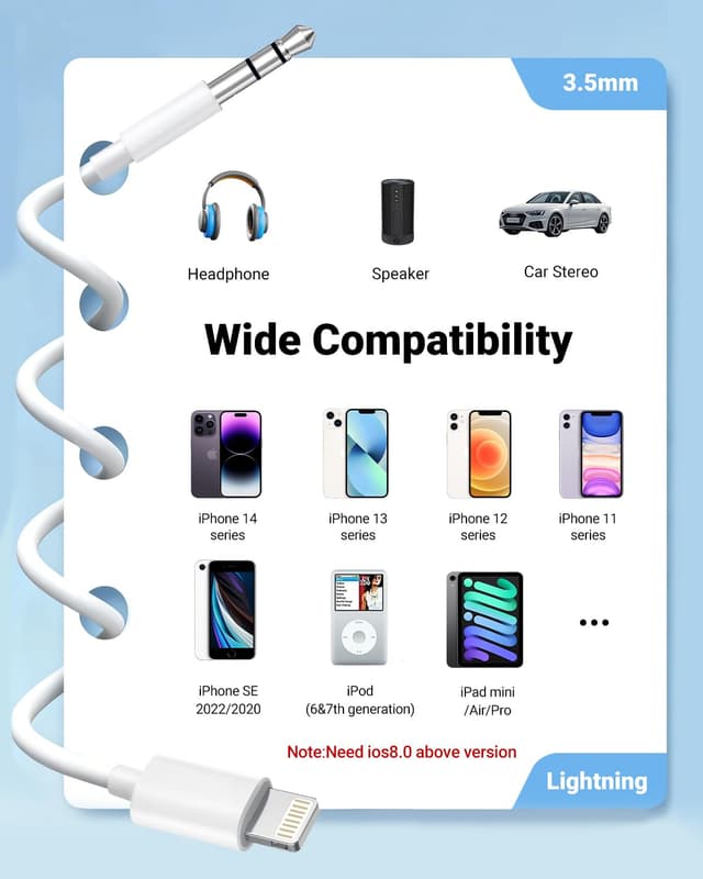 Thumbnail 5 de Seulliya Lightning to 3.5mm AUX Cable 3.3ft