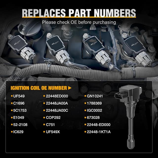 Detalle 2 de Nilight Ignition Coil Pack Set of 4 (UF549) for Select Nissan/Infiniti Models (2004–2018)