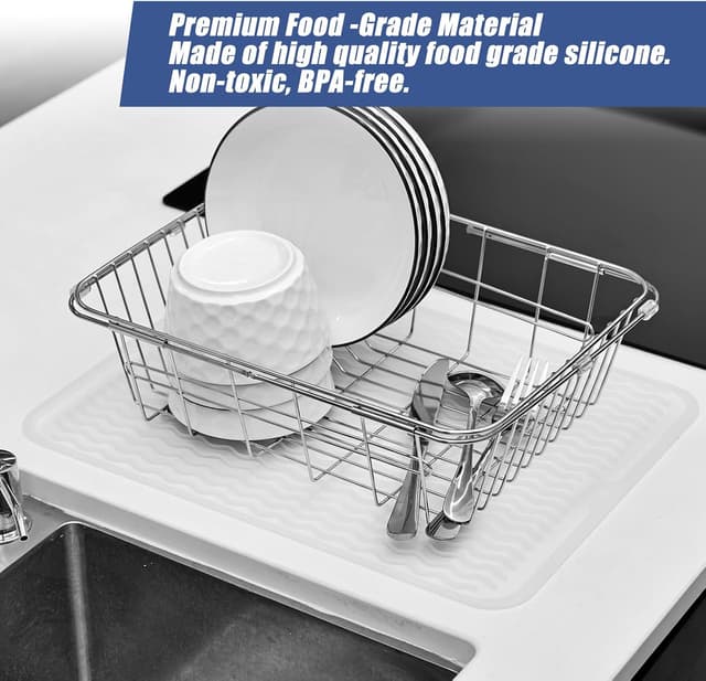 Detalle de KitchenRaku Abtropfmatte 30×40 cm aus Silikon – hitzebeständige, rutschfeste Spülunterlage