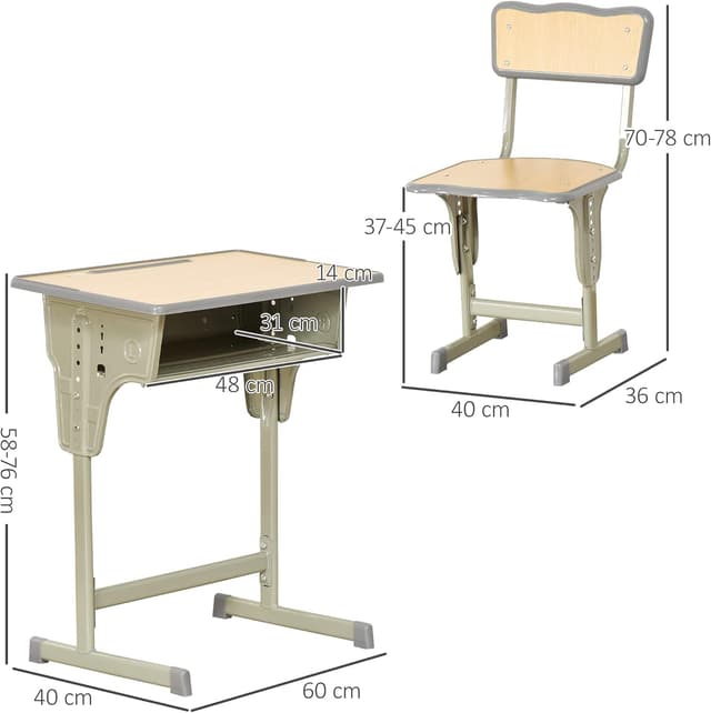 Detalle de HOMCOM Bureau enfant vintage réglable