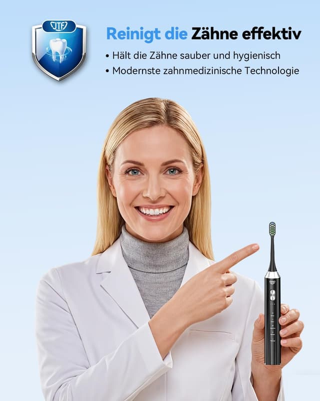 Detalle de JTF brosse à dents électrique sonique avec station UV (séchage), 5 modes et 6 têtes de rechange