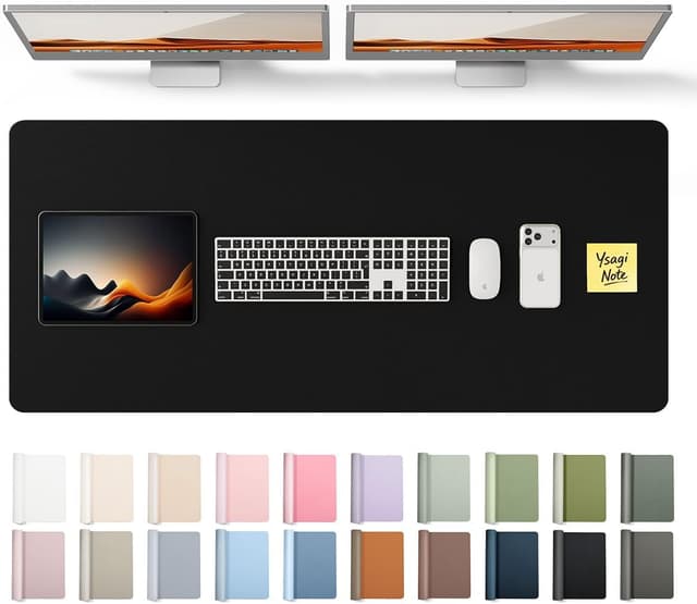 Detalle de YSAGi PU Leather Desk Protector Mat — Large Office Mouse Pad & Waterproof Writing Surface