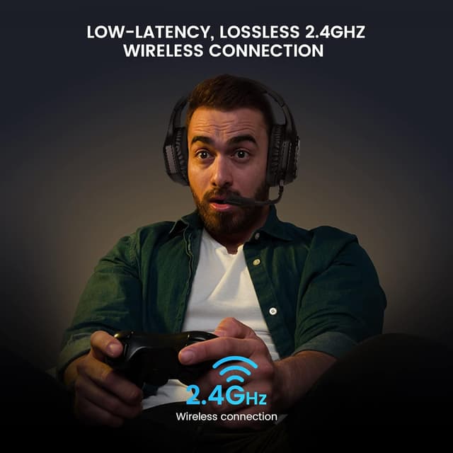 Detalle 2 de EKSA E1000WT Wireless Gaming Headset for PS4 PS5 PC (2.4G, 7.1 Surround, 36-Hour Battery, Mic ENC, RGB)