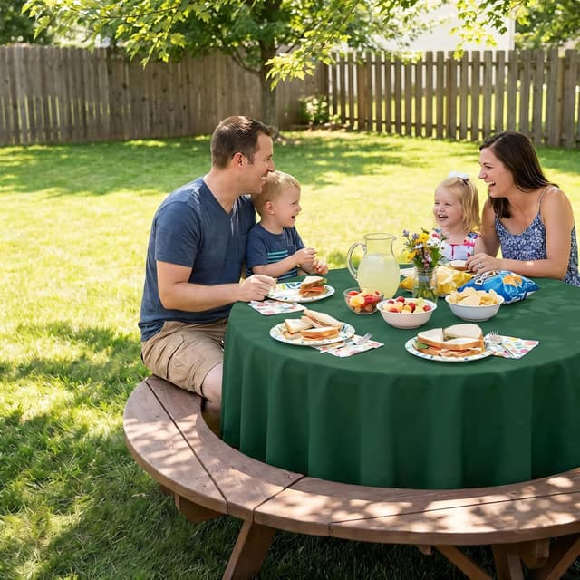 Thumbnail 6 de pepmily 8-Pack 90-Inch Dark Green Round Tablecloths (Hunter Green)