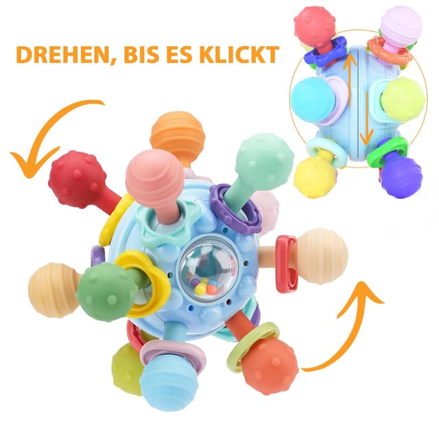 Detalle 2 de Beißspielzeug Baby Greifball aus Silikon 10,5 cm