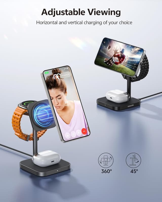 Thumbnail 6 de Station de charge inductive 3 en 1 LULULOOK en aluminium pour Samsung S25 Ultra, Galaxy Watch 7 et Galaxy Buds (noir)