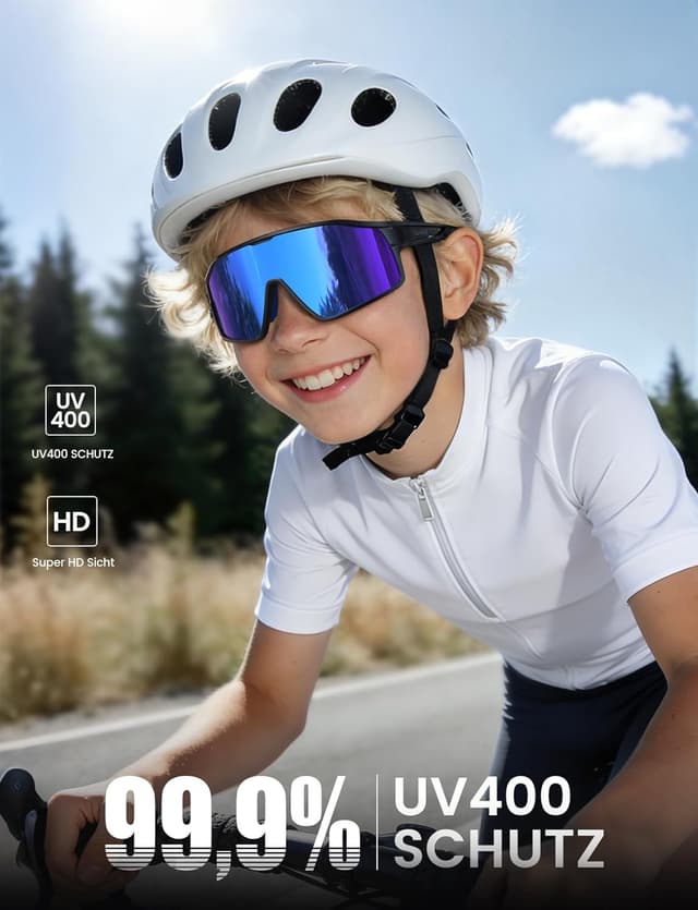 Detalle de Lamicall Kinder-Fahrradbrille Sportbrille Sonnenbrille (22 g TR-90) mit UV400 und polarisierenden TAC-Linsen