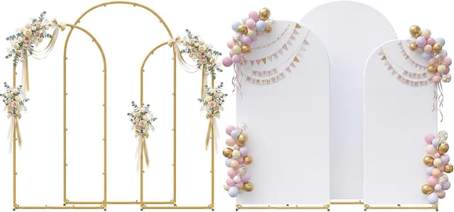 Detalle de Toolterritary Set of 3 Metal Arch Backdrop Stands with Cover Set (7.2FT, 6.6FT, 6FT) for Wedding, Party & Graduation