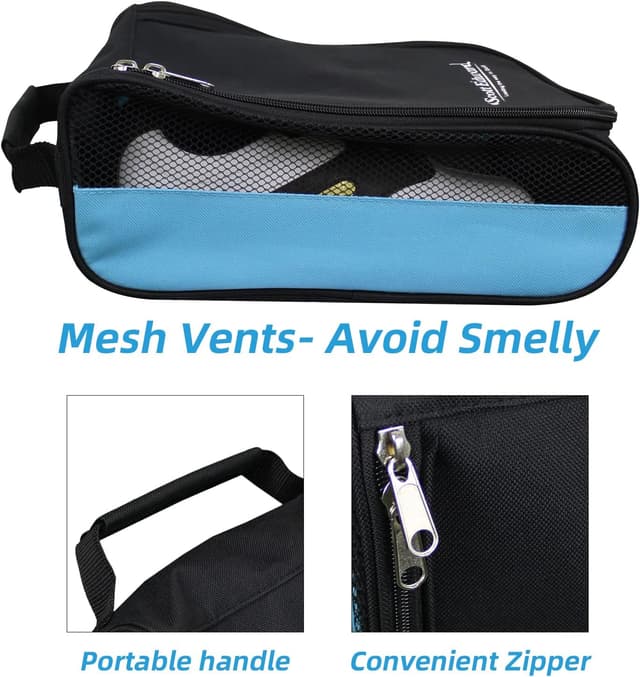 Detalle de Blue Golf Shoes Bag (Outdoor Travel, Zippered) – Waterproof & Breathable Carrier for Men and Women