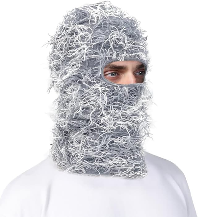 Detalle 2 de Malaxlx distressed knitted balaclava ski mask for winter wind protection