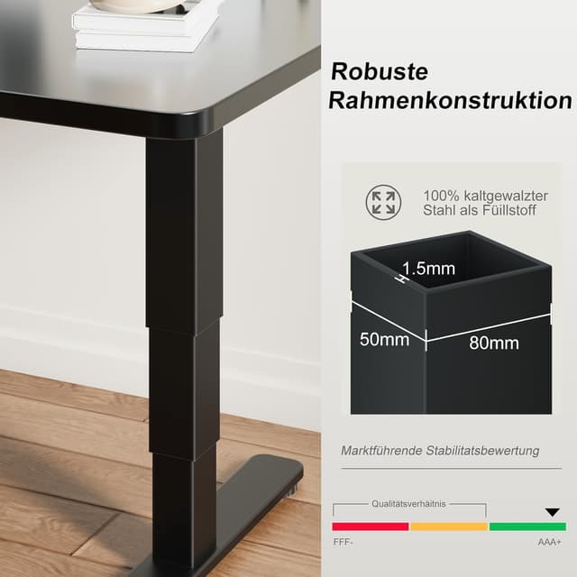 Thumbnail 6 de Devoko elektrisch höhenverstellbares Schreibtischgestell (60–125 cm) mit 2 Motoren und 3 Memory-Positionen, schwarz