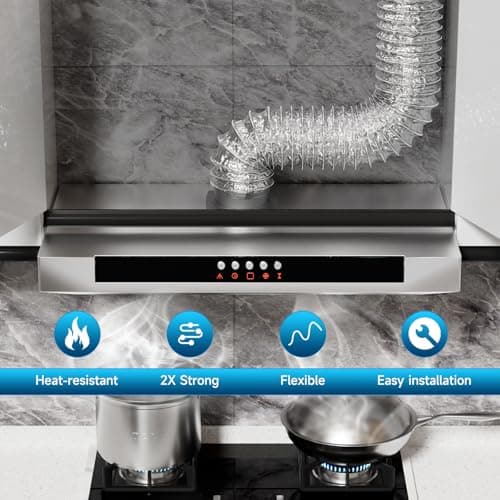 Detalle de Hon&Guan Ø100 mm manguera flexible de ventilación de aluminio (2 m) para campana y extracción