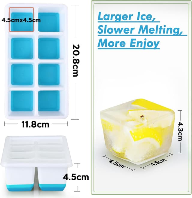 Thumbnail 6 de JRISBO Large Ice Cube Moulds (4.5cm square) with Lids — set of 2 silicone trays