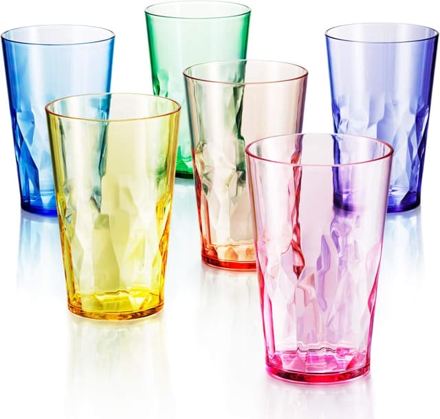 Detalle de SCANDINOVIA 1 Pint Unbreakable Tritan Drinking Glasses (Set of 6) – BPA Free, Stackable