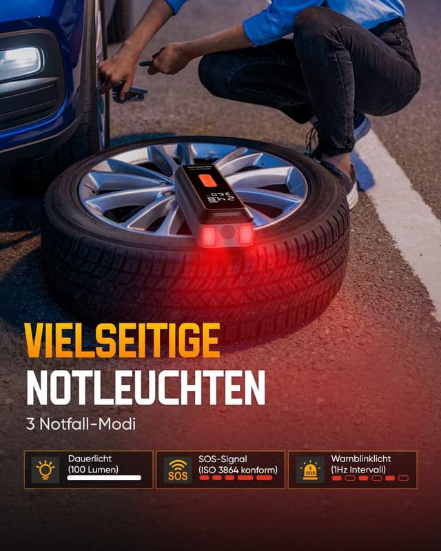 Thumbnail 6 de NEVERLAND Akku-Fahrradpumpe mit 150 PSI