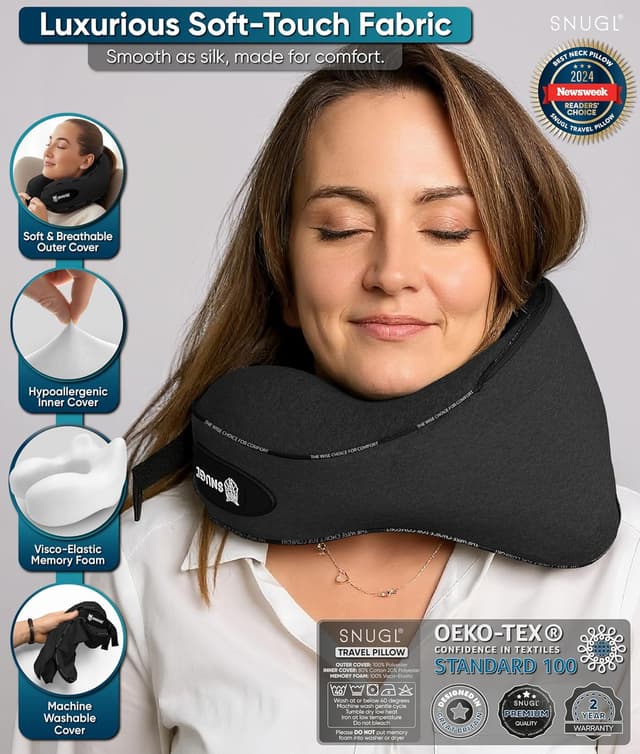 Detalle 2 de SNUGL memory foam neck pillow for travel