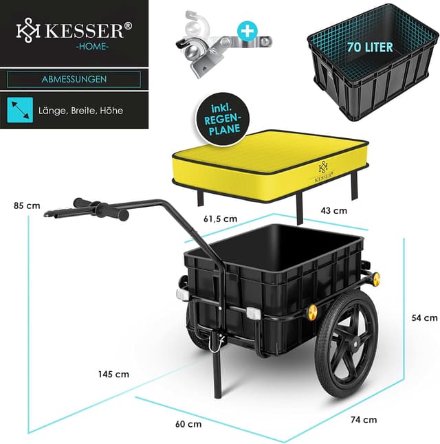 Thumbnail 6 de KESSER Fahrradanhänger 70 Liter Lastenanhänger