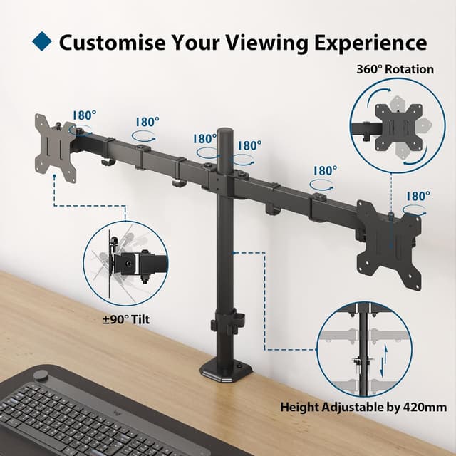 Thumbnail 2 de BONTEC Monitor Halterung 2 Monitore 13-27 Zoll