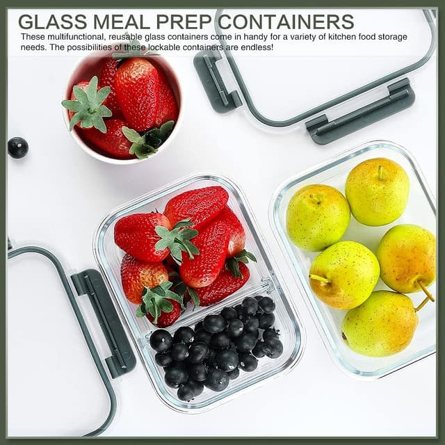 Detalle de KOMUEE 30oz Glass Meal Prep Containers 🍱