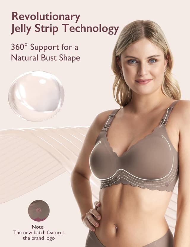 Detalle de momcozy Nursing Bras for Breastfeeding Seamless Wireless Jelly Strip 360° Support