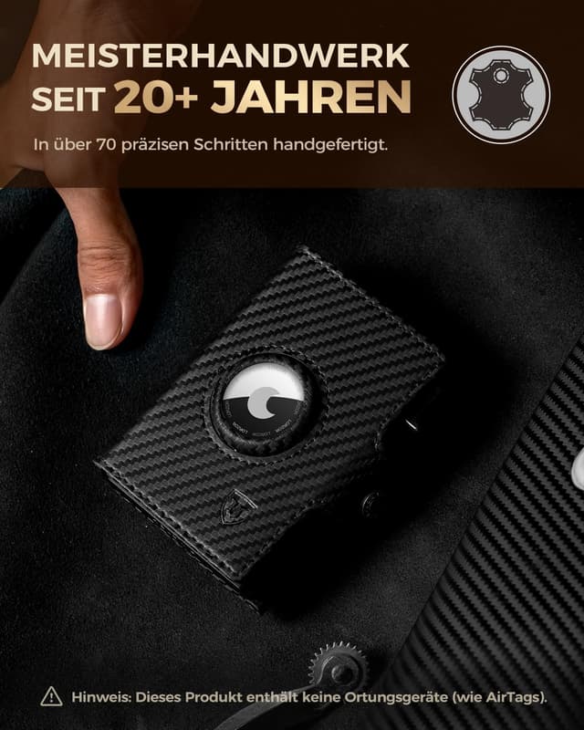 Detalle 1 de LORZOR AirTag Wallet Slim mit XXL Münzfach