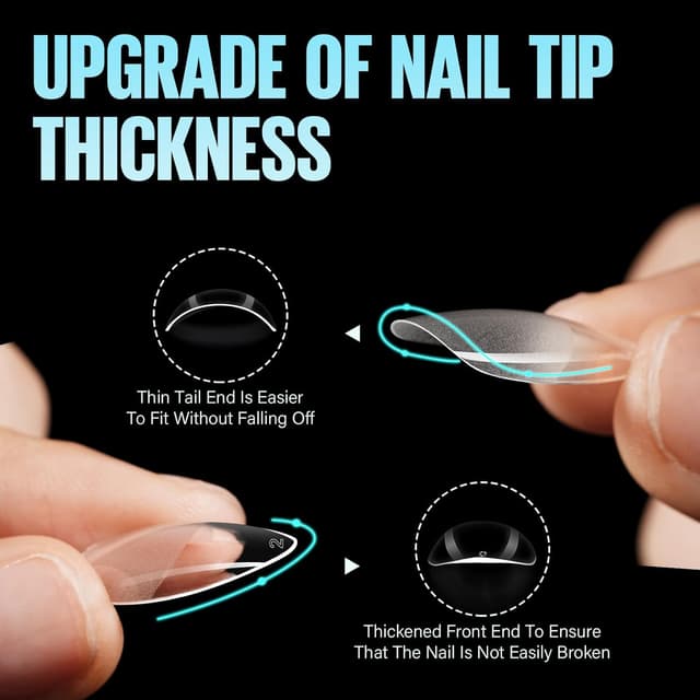 Detalle 2 de TOMICCA 504 Almond Gel Nageltips, 12 Größen