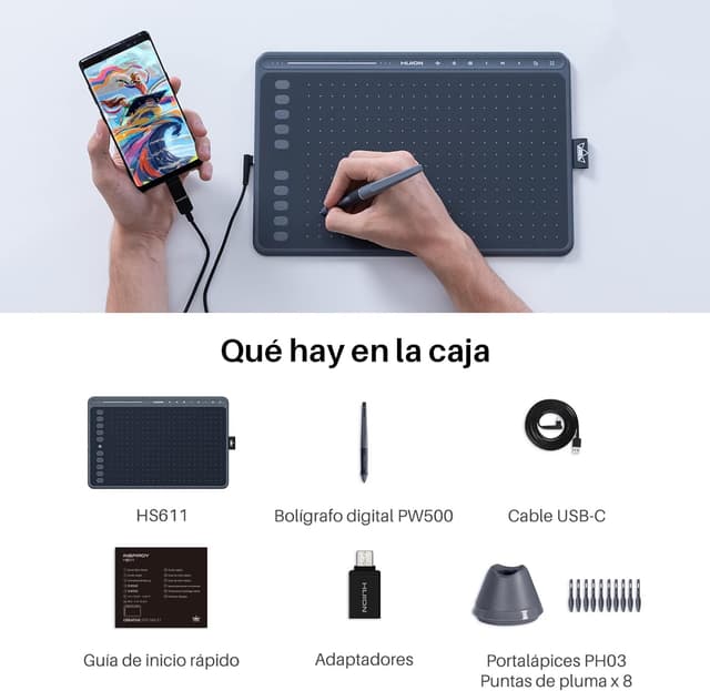 Thumbnail 6 de HUION HS611 Tableta Gráfica con Lápiz PW500 🎨