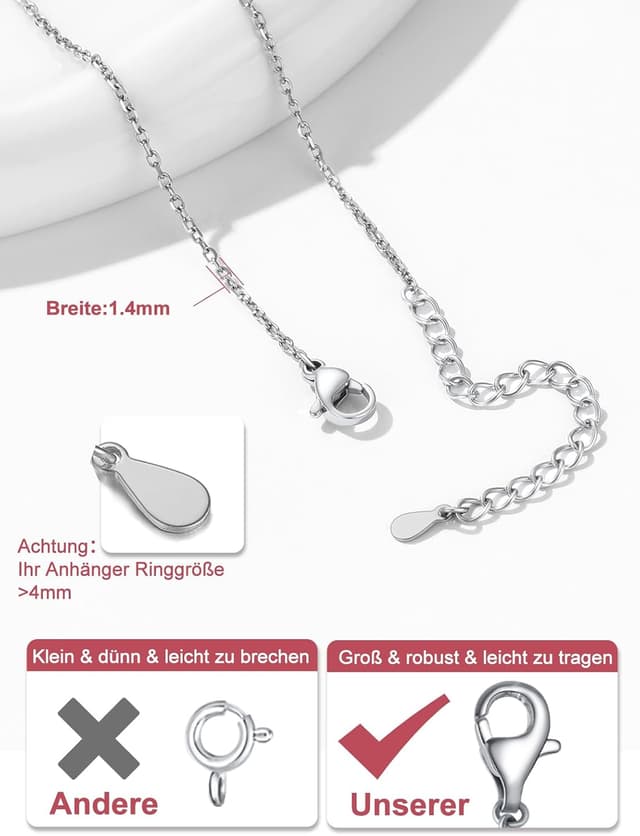 Detalle de FOCALOOK Edelstahl-Rolokette für Damen (1,4/2 mm) als Ersatzkette – fein, wählbar in Farbe und Länge