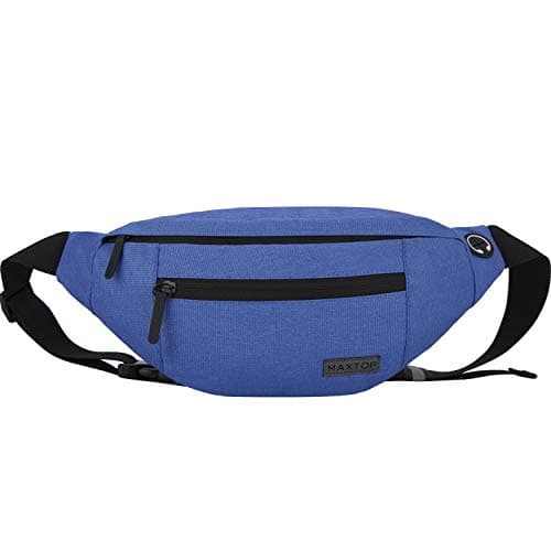 Detalle de MAXTOP riñonera unisex con conector para auriculares, 4 bolsillos y cinturón ajustable