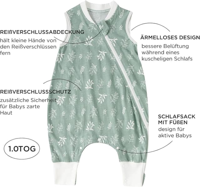 Detalle 2 de Duomiaomiao Sacco nanna per bambini con piedi 1.0 Tog in cotone, con aperture per le gambe