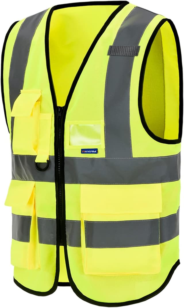 Detalle de AYKRM High Visibility Executive Safety Vest with Zipper Front, 21-Colour High-Vis Design & Phone/ID Pockets
