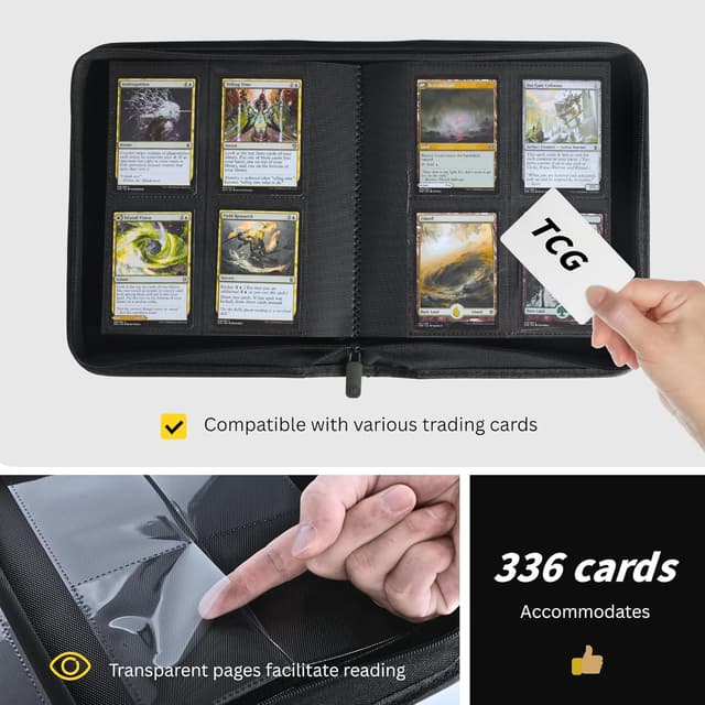Detalle de KUOOKING 336 Card Binder (4-Pocket Zipper Binder) for MTG, TCG & Sports Cards